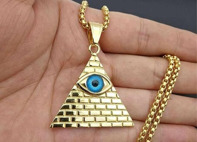 Masonski amulet (svevideće oko) u obliku ogrlice za bogatstvo